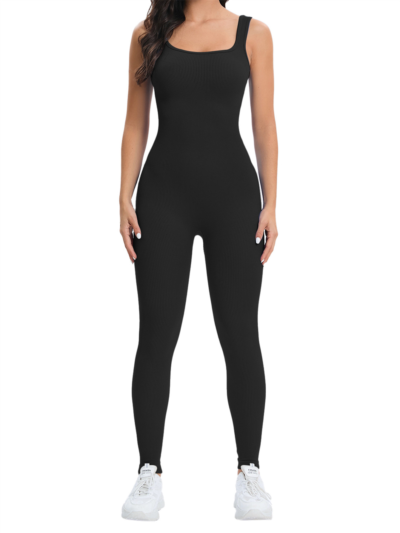Seamless Ribbed Workout Tank Top - Tuta da allenamento senza cuciture da