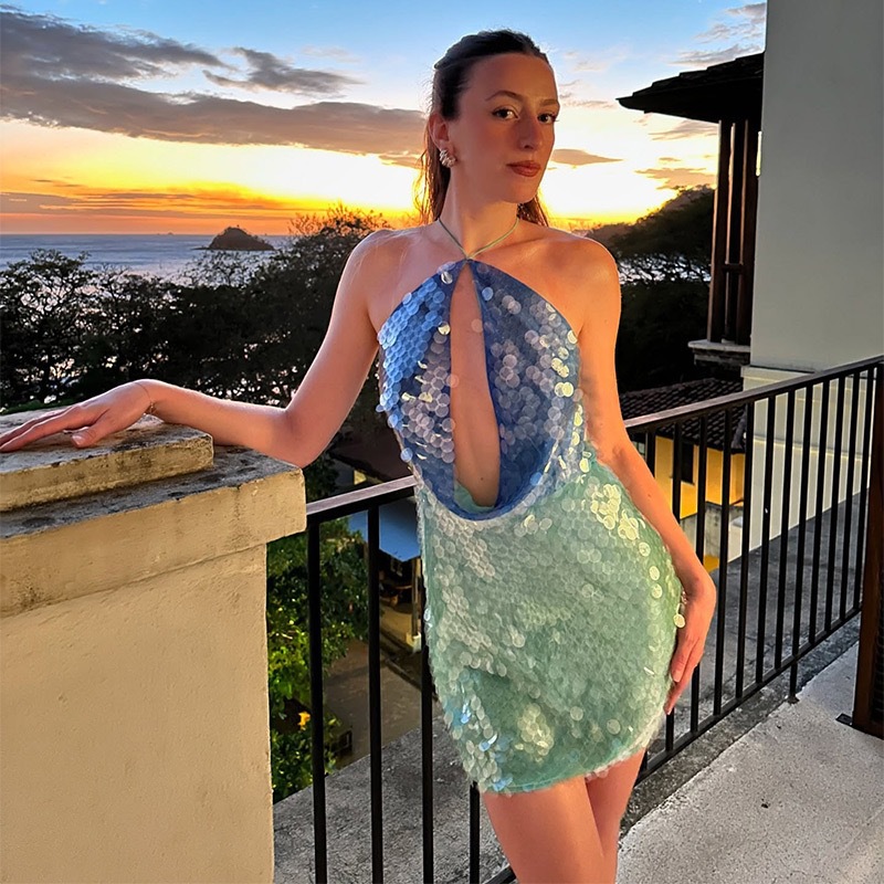 Y2K Backless Halter Mini Dress - ONE TO WAN Abito da donna