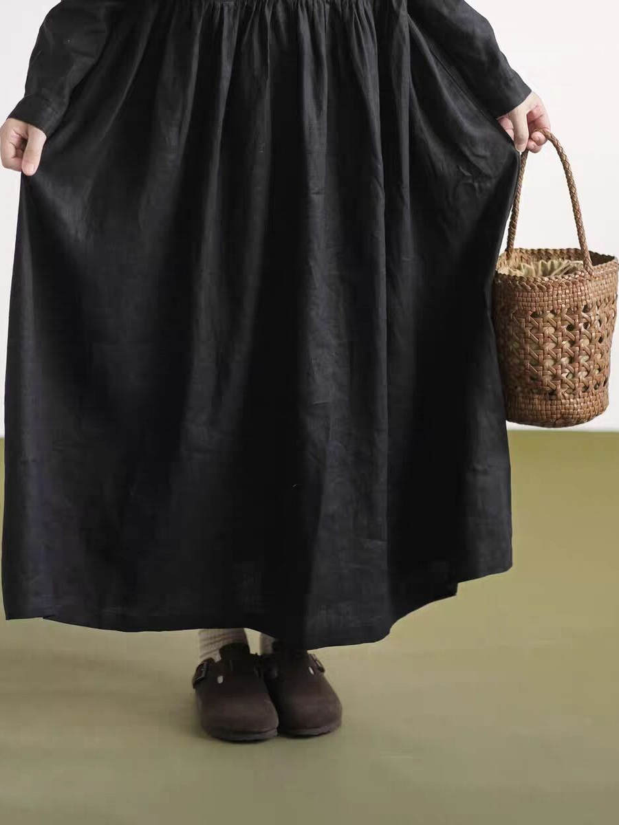 Abito in lino a maniche lunghe - Casual Loose Linen Shirt Dress recensione e prezzo