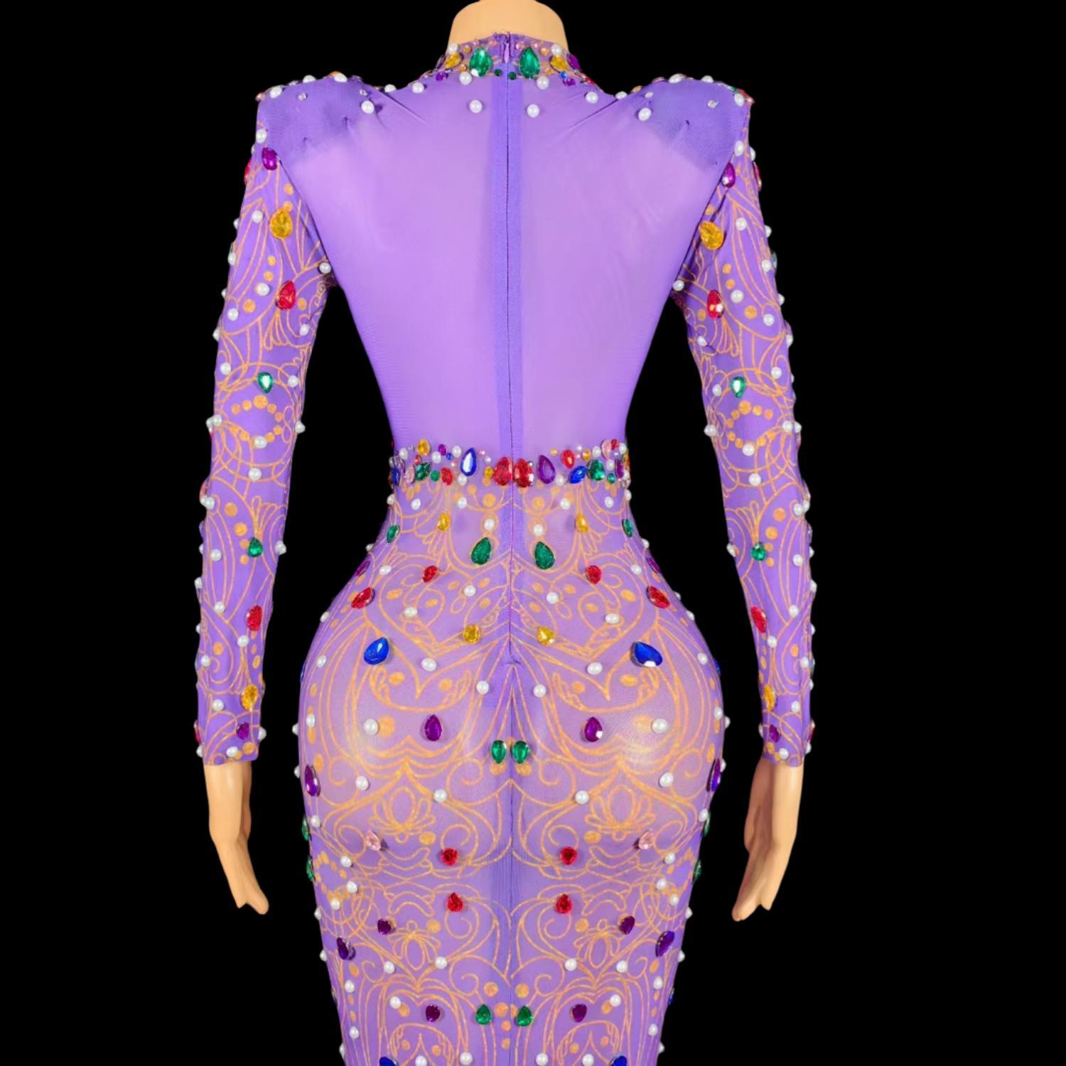 Abito a sirena viola con stras - Sparkly Rhinestone Club Party Dress recensione e prezzo