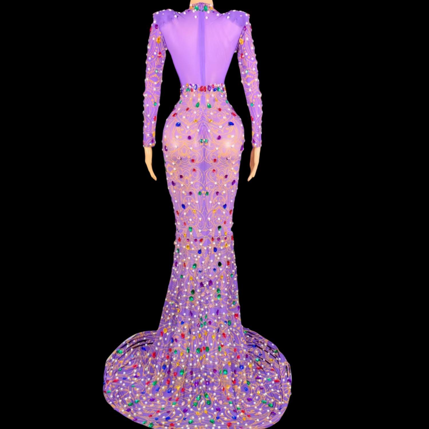 Abito a sirena viola con stras - Sparkly Rhinestone Club Party Dress recensione e prezzo
