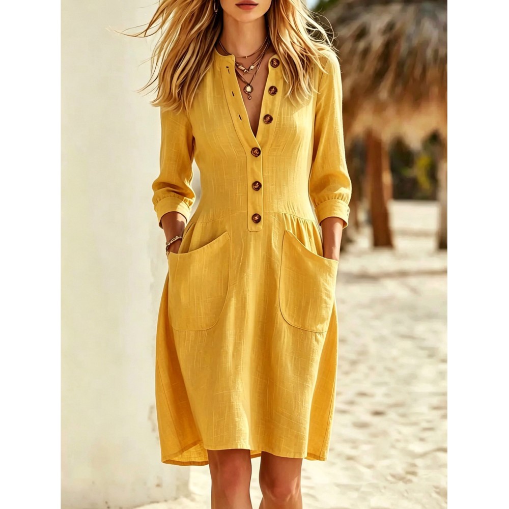 Abito Camicia da Donna in Lino - Casual Loose Linen Shirt Dress recensione e prezzo