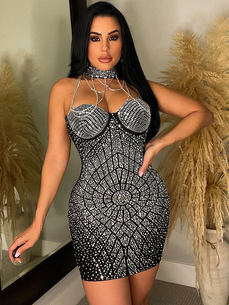 Doyerl Strass scintillanti Dia - Sparkly Rhinestone Club Party Dress recensione e prezzo