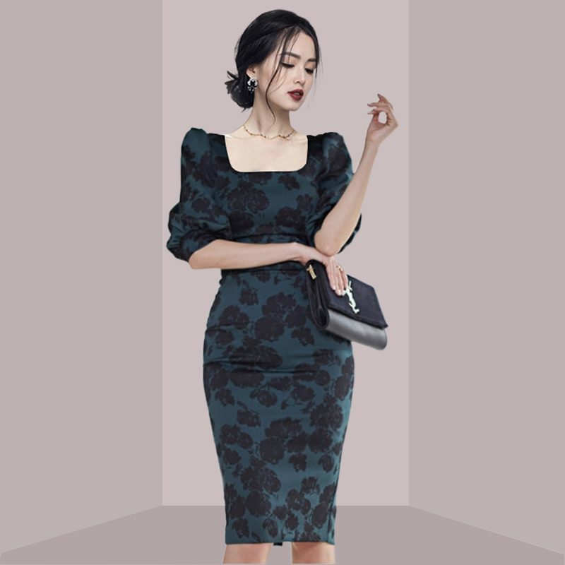 Elegante abito midi a stampa f - French Vintage Floral Midi Dress recensione e prezzo
