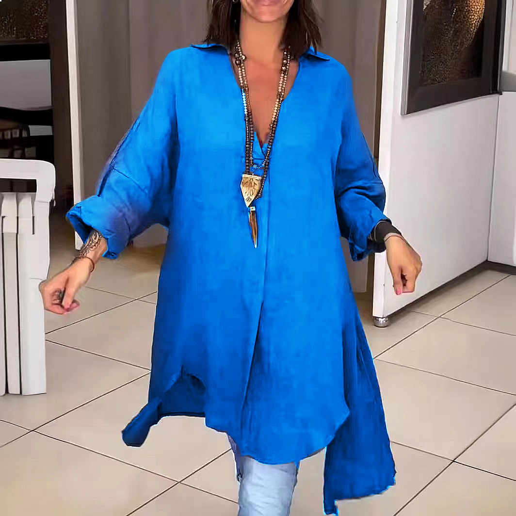 Abito-camicia in lino da donna - Casual Loose Linen Shirt Dress recensione e prezzo