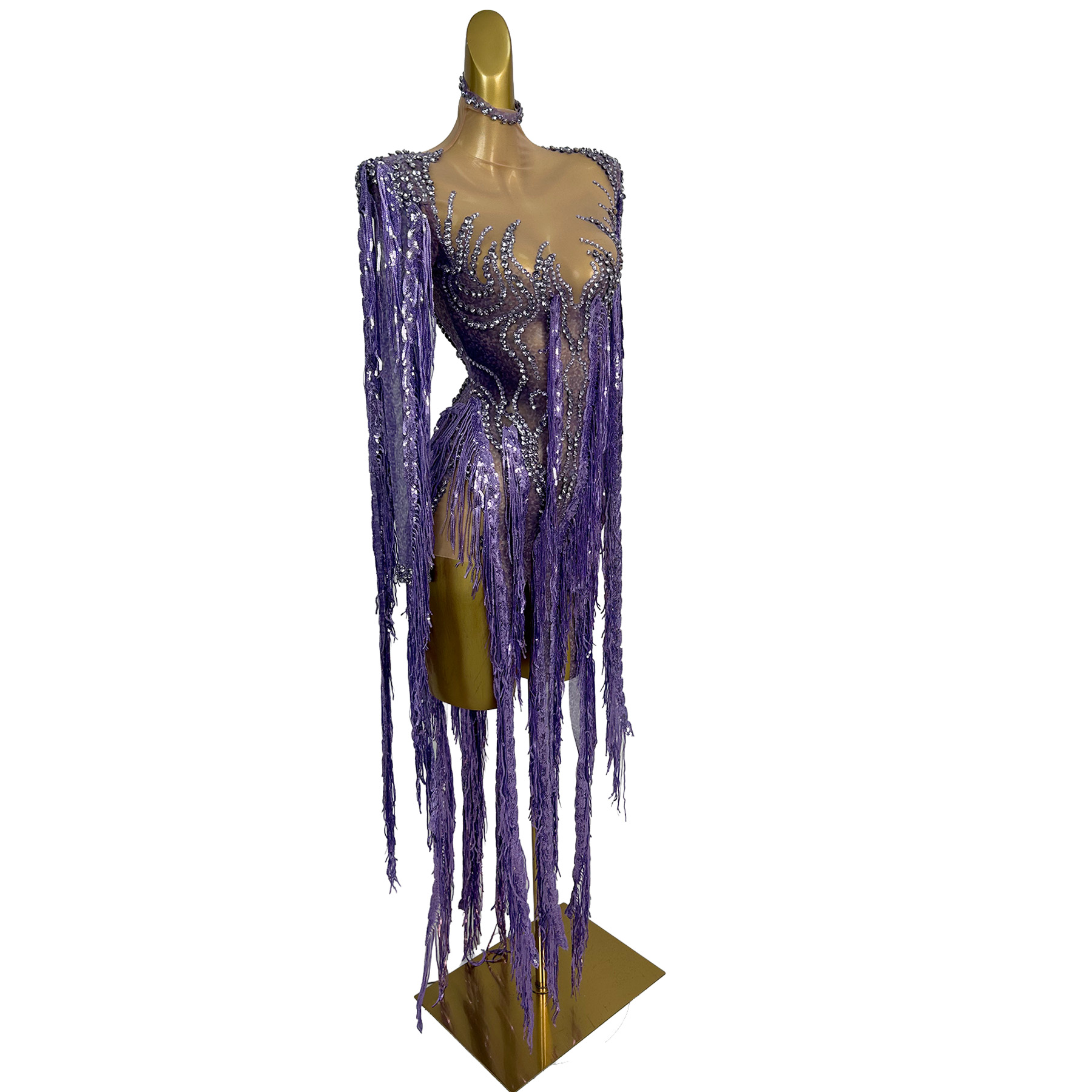 Abito Mini Viola con Frange Lu - Sparkly Rhinestone Club Party Dress recensione e prezzo