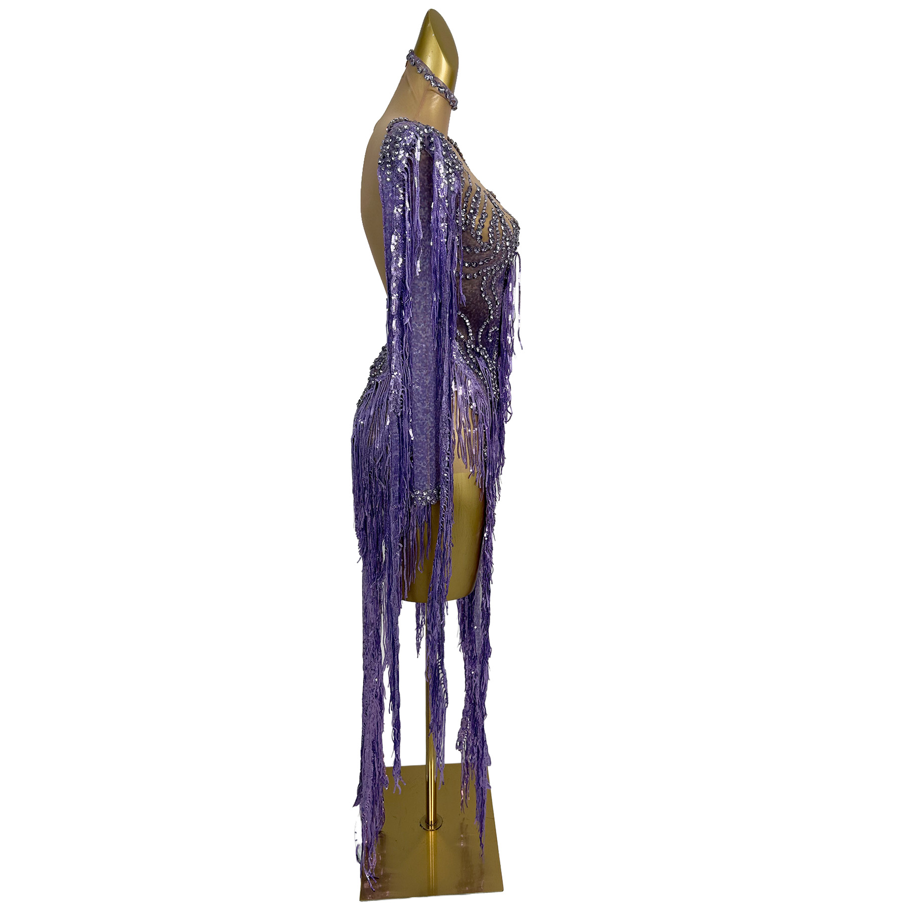 Abito Mini Viola con Frange Lu - Sparkly Rhinestone Club Party Dress recensione e prezzo