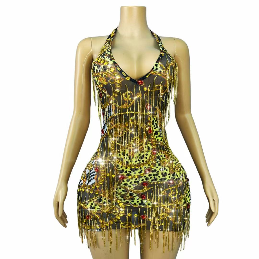 Abito Mini Bodycon con Strass  - Sparkly Rhinestone Club Party Dress recensione e prezzo