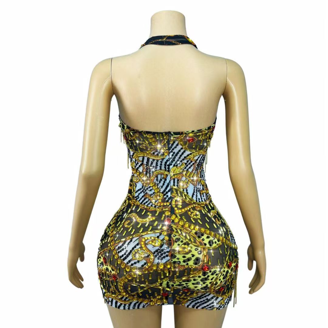 Abito Mini Bodycon con Strass  - Sparkly Rhinestone Club Party Dress recensione e prezzo