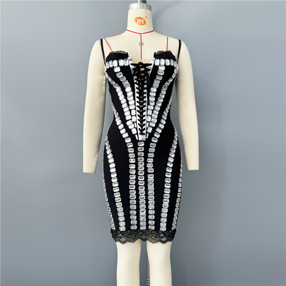 Abito corto sexy con strass sc - Sparkly Rhinestone Club Party Dress recensione e prezzo