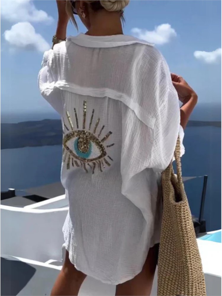 Primavera estate Casual paille - Casual Loose Linen Shirt Dress recensione e prezzo